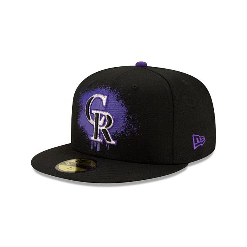 MLB Colorado Rockies Drip Front 59Fifty Fitted (OMA8509) - Black New Era Caps